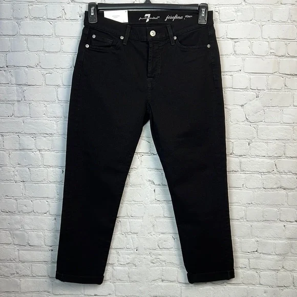 7 For All Mankind Black Josefina Skinny Boyfriend Jeans Size 27 - Picture 4 of 15